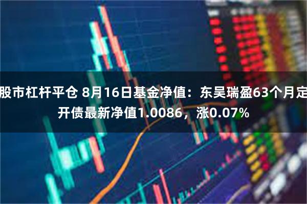 股市杠杆平仓 8月16日基金净值：东吴瑞盈63个月定开债最新净值1.0086，涨0.07%