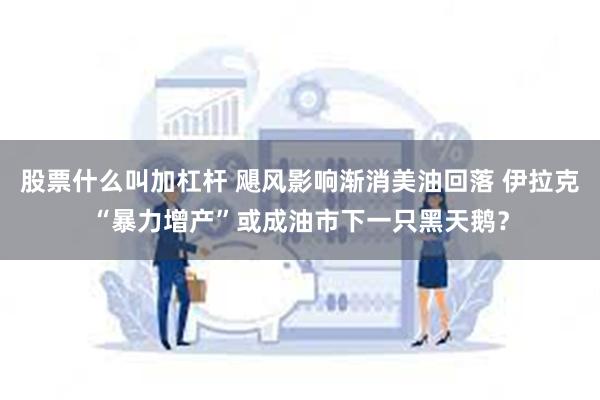 股票什么叫加杠杆 飓风影响渐消美油回落 伊拉克“暴力增产”或成油市下一只黑天鹅？