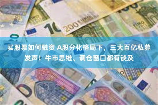 买股票如何融资 A股分化格局下，三大百亿私募发声！牛市思维、调仓窗口都有谈及